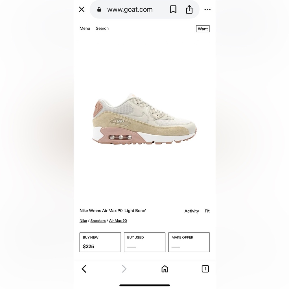 Nike Air Max 90 Women's Sneakers - Cream and Tan
